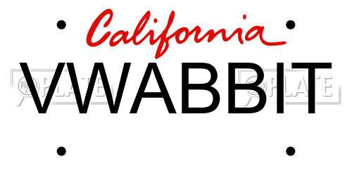 VWABBIT California License Plate