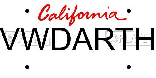 VWDARTH California License Plate