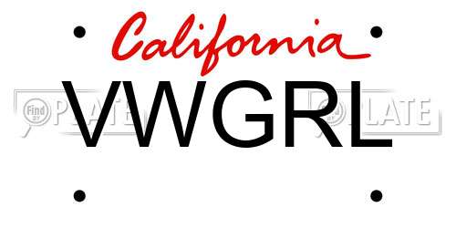 VWGRL California License Plate