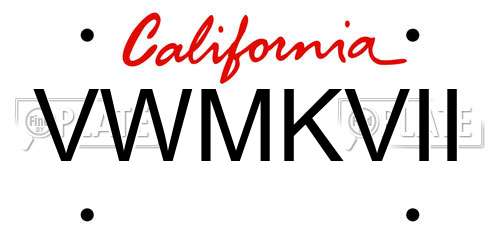 VWMKVII California License Plate