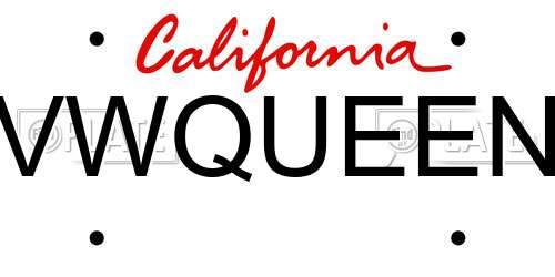 VWQUEEN California License Plate
