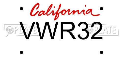 VWR32 California License Plate
