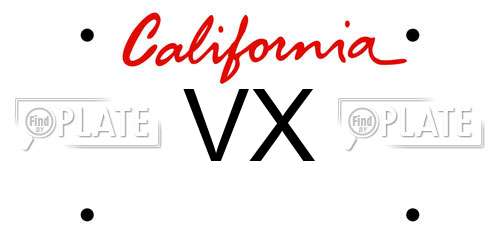 VX California License Plate