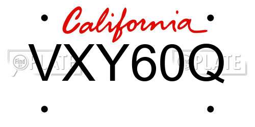 VXY60Q California License Plate