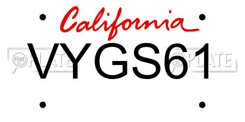 VYGS61 California License Plate