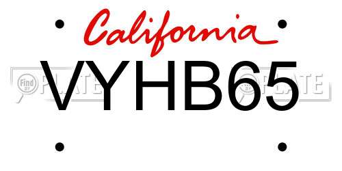 VYHB65 California License Plate