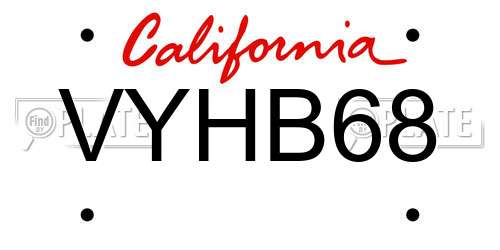 VYHB68 California License Plate