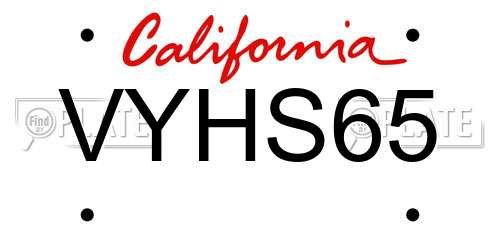 VYHS65 California License Plate