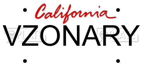VZONARY California License Plate