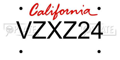 VZXZ24 California License Plate