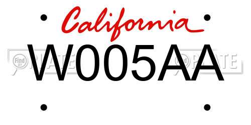 W005AA California License Plate
