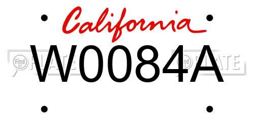 W0084A California License Plate