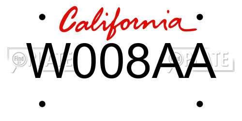 W008AA California License Plate