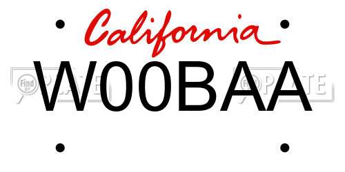 W00BAA California License Plate