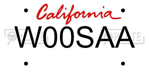 W00SAA California License Plate