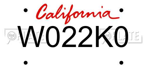 W022K0 California License Plate