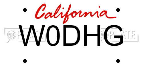 W0DHG California License Plate