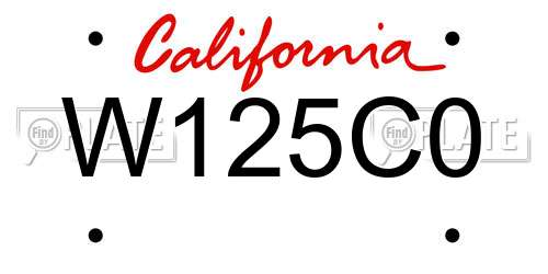 W125C0 California License Plate