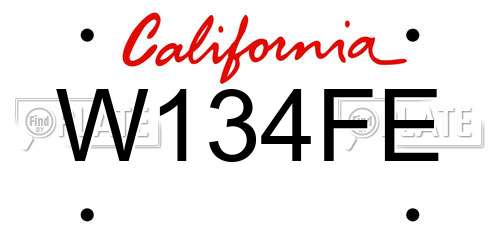 W134FE California License Plate