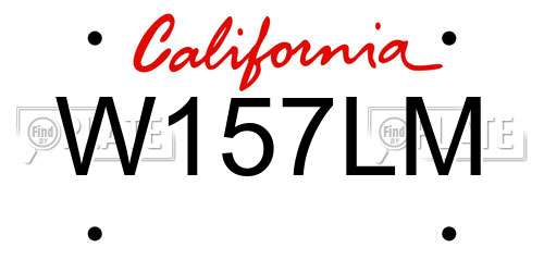W157LM California License Plate