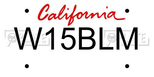 W15BLM California License Plate