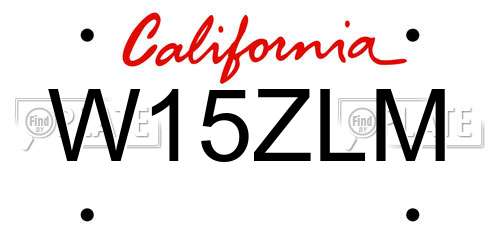 W15ZLM California License Plate