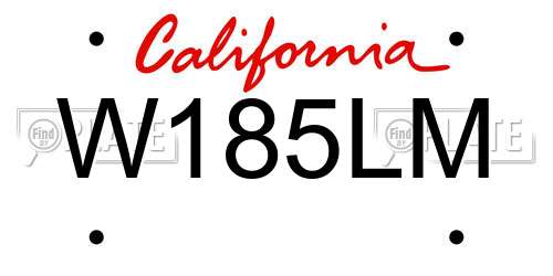 W185LM California License Plate