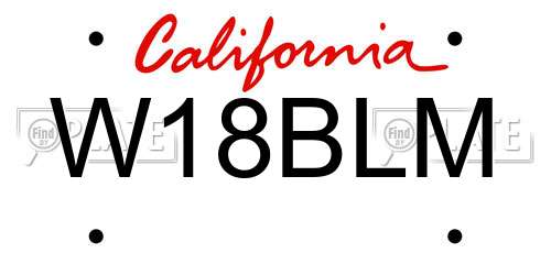 W18BLM California License Plate