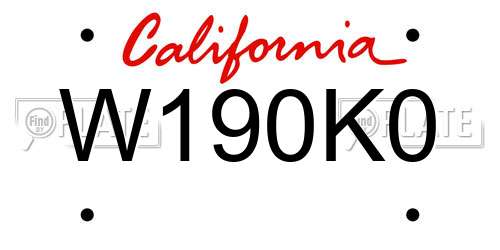 W190K0 California License Plate