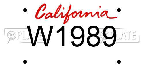 W1989 California License Plate