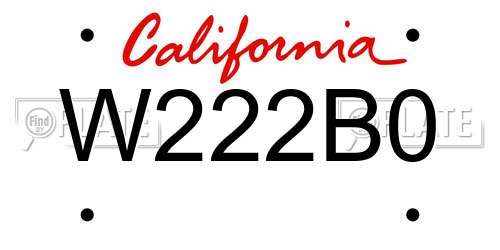 W222B0 California License Plate