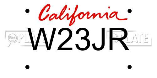 W23JR California License Plate
