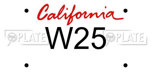 W25 California License Plate