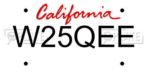 W25QEE California License Plate