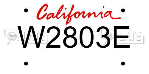 W2803E California License Plate