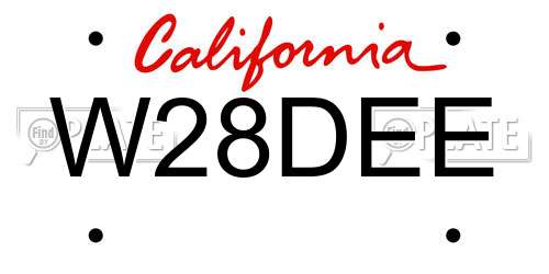 W28DEE California License Plate