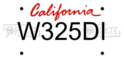 W325DI California License Plate
