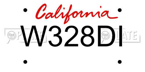 W328DI California License Plate