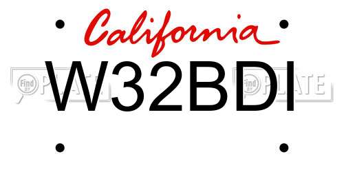 W32BDI California License Plate
