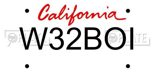 W32BOI California License Plate