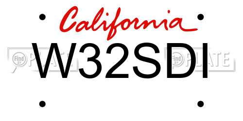 W32SDI California License Plate