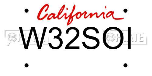 W32SOI California License Plate