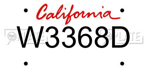 W3368D California License Plate