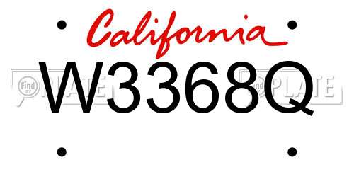 W3368Q California License Plate