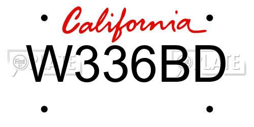 W336BD California License Plate