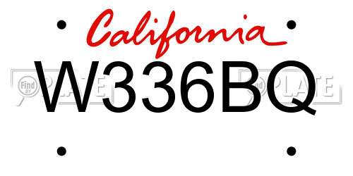 W336BQ California License Plate