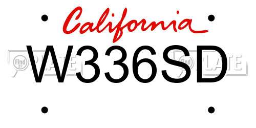 W336SD California License Plate