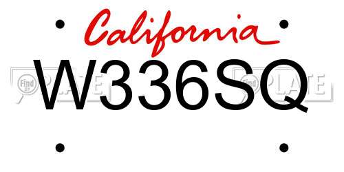 W336SQ California License Plate