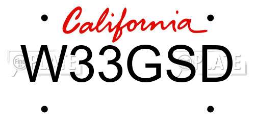 W33GSD California License Plate