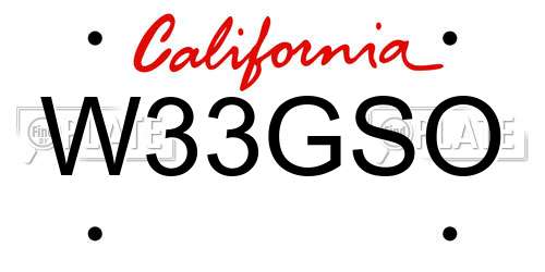 W33GSO California License Plate